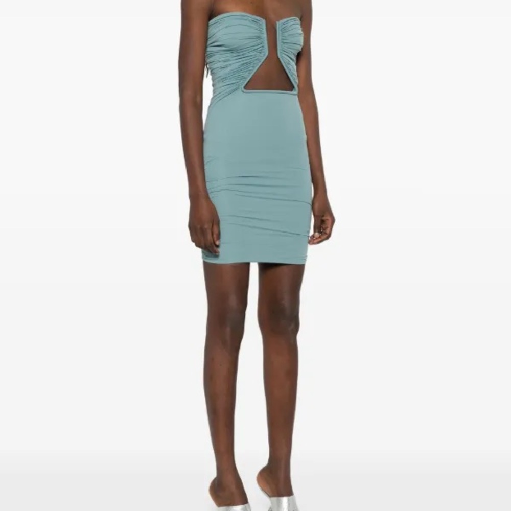 RICK OWENS Prong Ruched Body-Con Minidress - Mouthwash - Picture 3 of 14